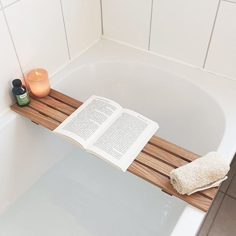 minimalistische Badewannenablage | 70 - 100 cm | Badewannenablage Eiche, massiv | Badebrett | Badewannenablage Holz
