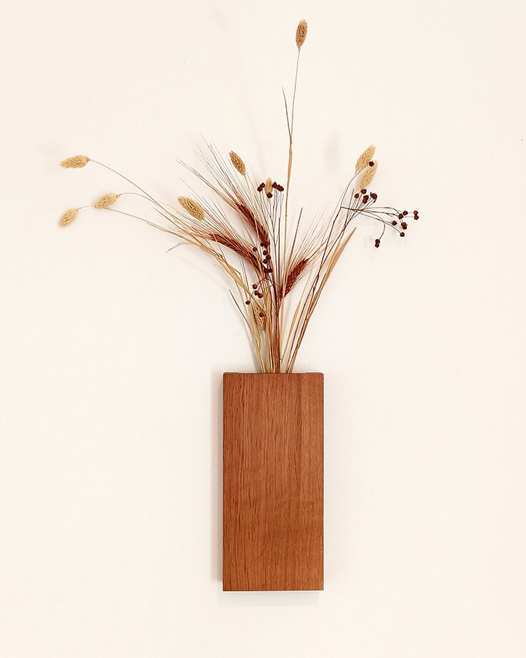 Vase für Trockenblumen | Wandvase | Blumenvase | Vase aus massiver Eiche | gefertigt aus einem Stück | Trockenblumen | Wanddeko | Wohndeko