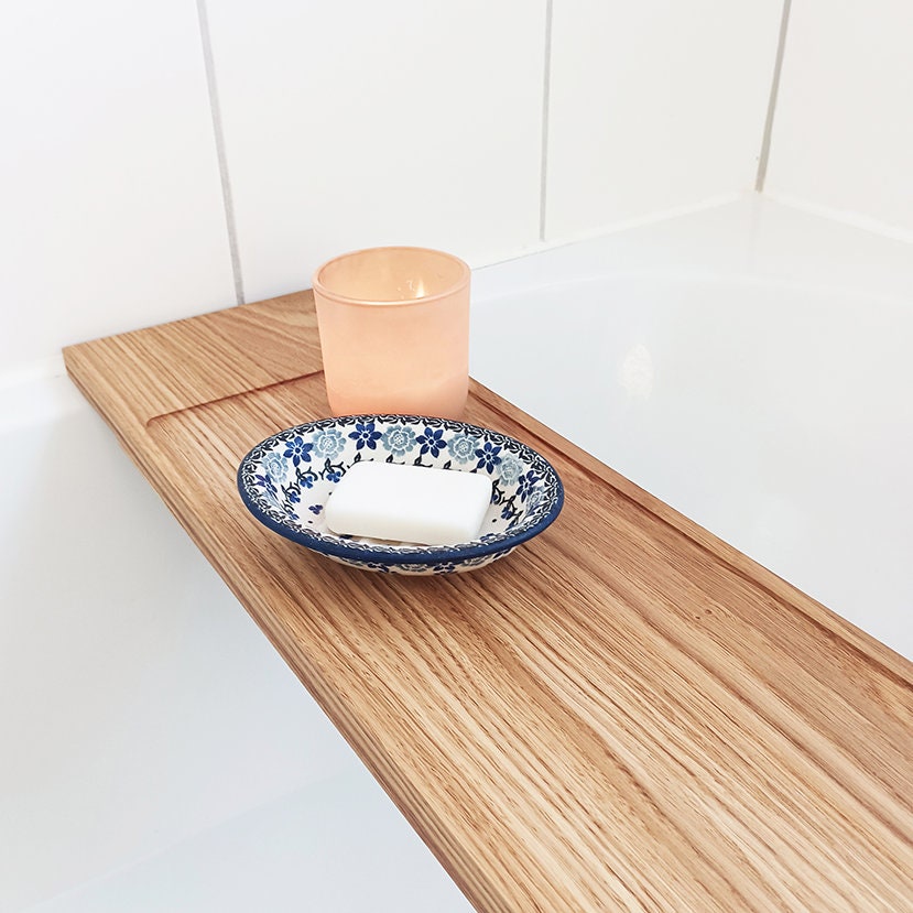 elegante Badewannenablage | 70 - 100 cm | Badewannenablage Eiche massiv | Badewannenablage Holz | Badebrett | Badewannenablage aus Eiche