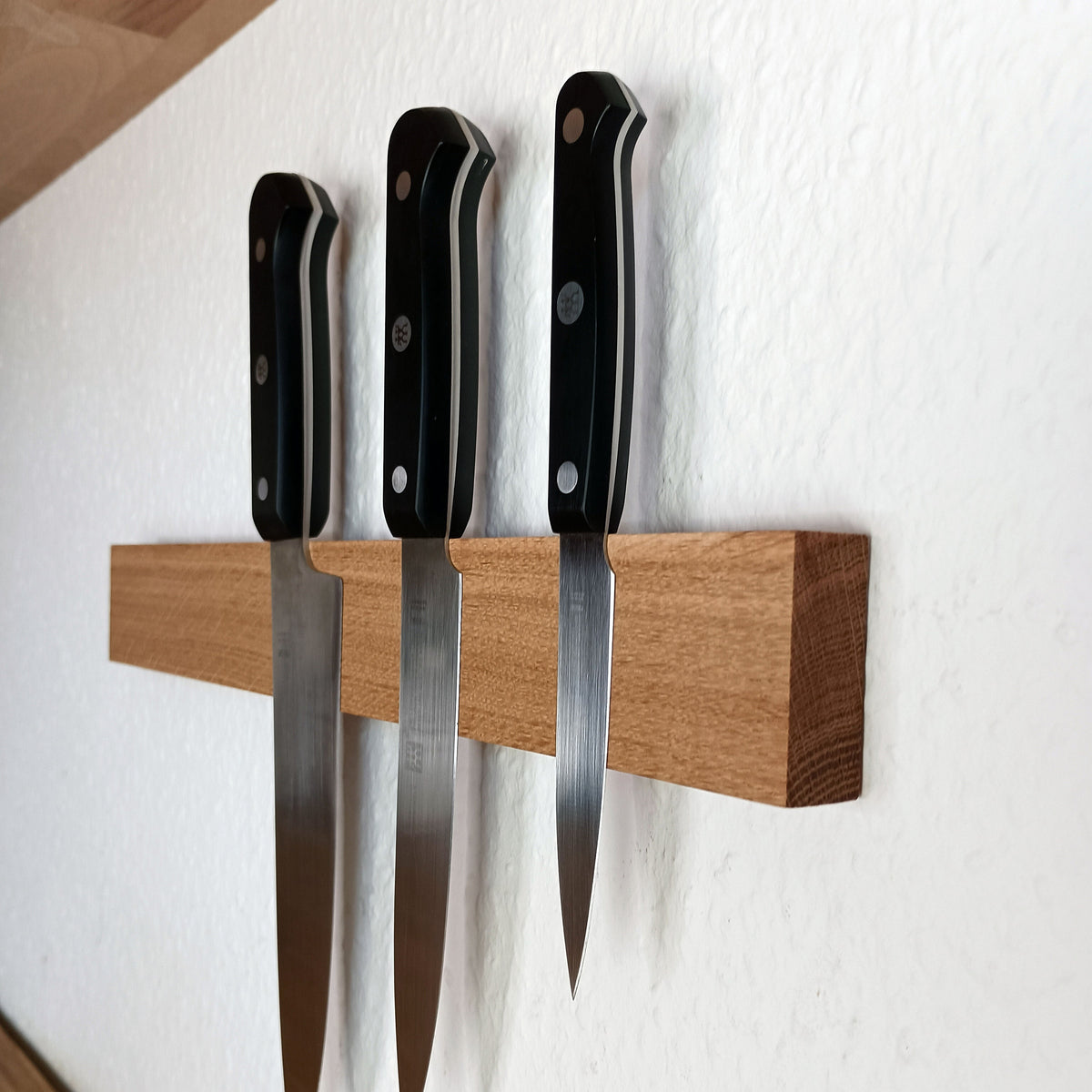kleine magnetische Messerleiste | 40- 54 cm | 100 % Leimfrei | Magnetleiste für Messer | Massivholz Eiche in edlem Design