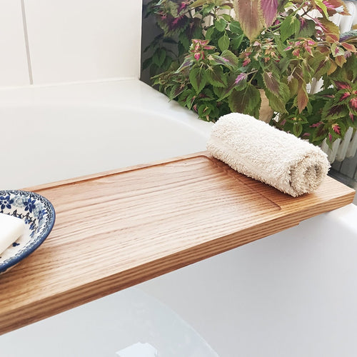 elegante Badewannenablage | 70 - 100 cm | Badewannenablage Eiche massiv | Badewannenablage Holz | Badebrett | Badewannenablage aus Eiche