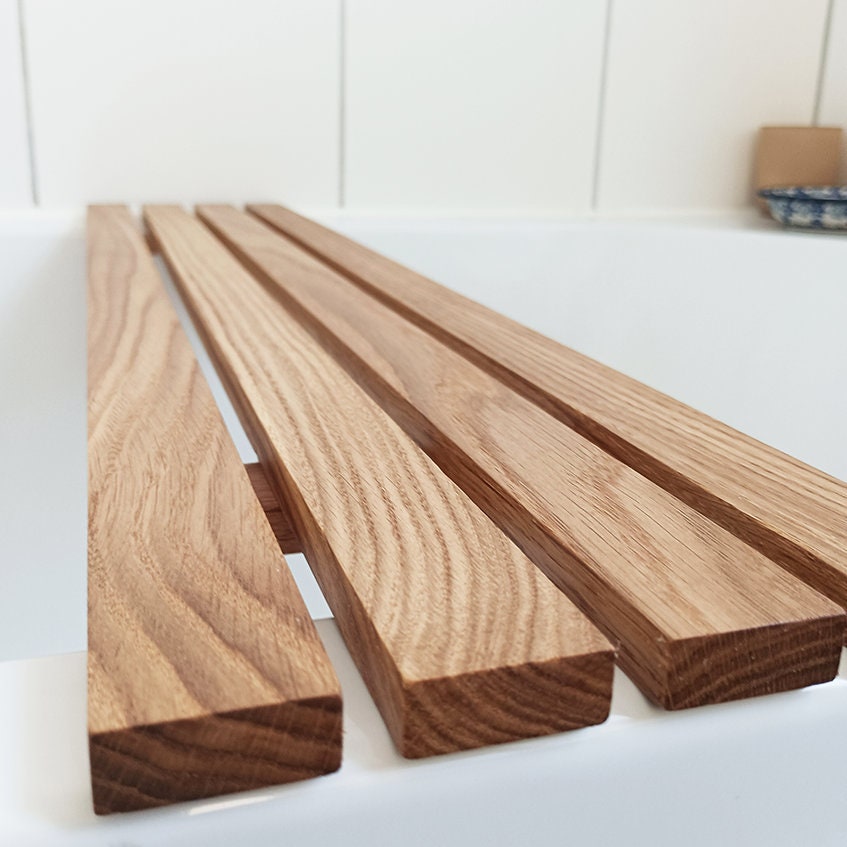 minimalistische Badewannenablage | 70 - 100 cm | Badewannenablage Eiche, massiv | Badebrett | Badewannenablage Holz