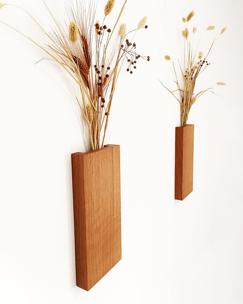 Vase für Trockenblumen | Wandvase | Blumenvase | Vase aus massiver Eiche | gefertigt aus einem Stück | Trockenblumen | Wanddeko | Wohndeko