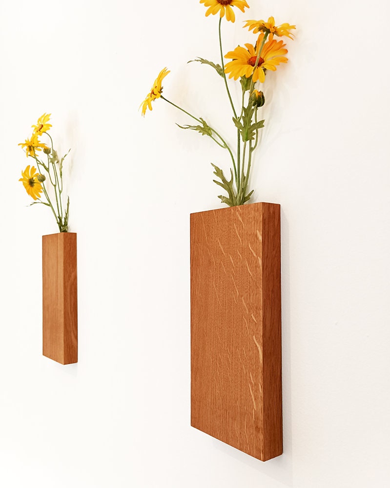 Vase für Trockenblumen | Wandvase | Blumenvase | Vase aus massiver Eiche | gefertigt aus einem Stück | Trockenblumen | Wanddeko | Wohndeko