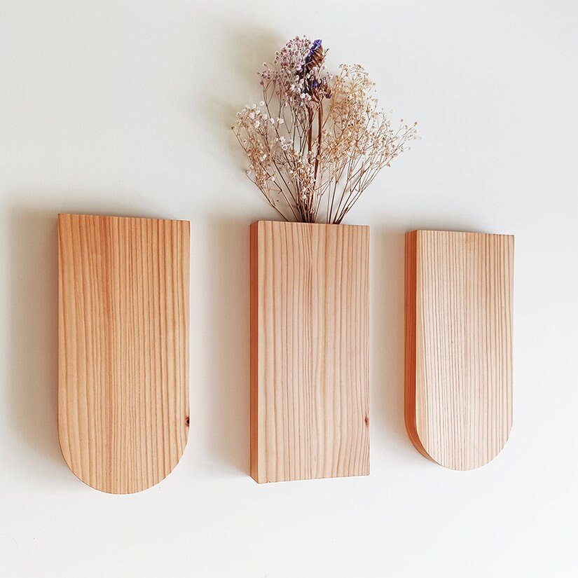 Vase für Trockenblumen | Wandvase | Blumenvase | Vase aus massiver Fichte | gefertigt aus einem Stück | Trockenblumen | Wanddeko | Wohndeko