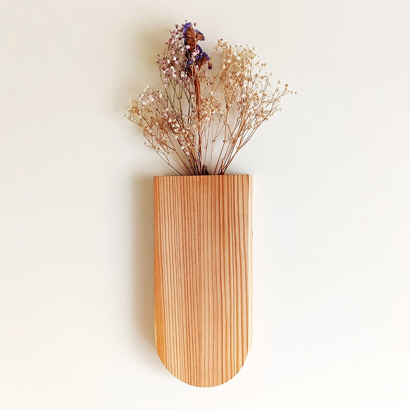 Vase für Trockenblumen | Wandvase | Blumenvase | Vase aus massiver Fichte | gefertigt aus einem Stück | Trockenblumen | Wanddeko | Wohndeko