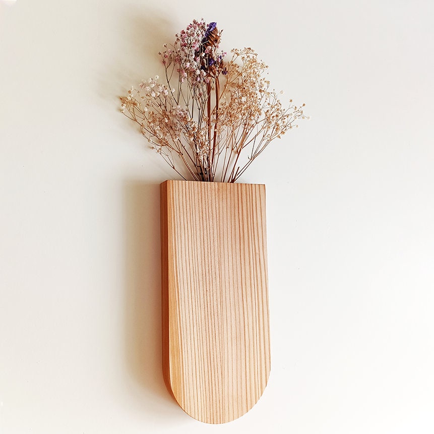 Vase für Trockenblumen | Wandvase | Blumenvase | Vase aus massiver Fichte | gefertigt aus einem Stück | Trockenblumen | Wanddeko | Wohndeko