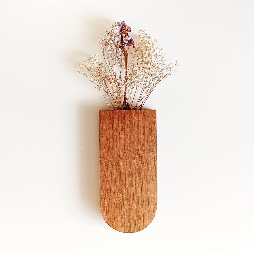 Vase für Trockenblumen | Wandvase | Blumenvase | Vase aus massiver Eiche | gefertigt aus einem Stück | Trockenblumen | Wanddeko | Wohndeko