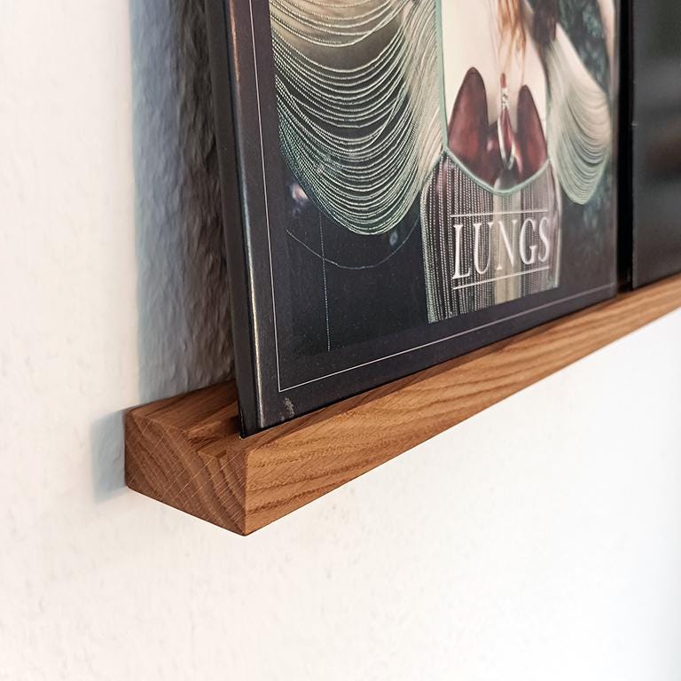 Schallplattenregal für 2 Vinyl, massive Eiche, Vinyl Regaldekor, Aufbewahrung Schallplatten, Plattenregal, Vinylleiste, Schallplattenhalter