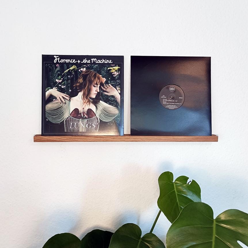 Schallplattenregal für 2 Vinyl, massive Eiche, Vinyl Regaldekor, Aufbewahrung Schallplatten, Plattenregal, Vinylleiste, Schallplattenhalter