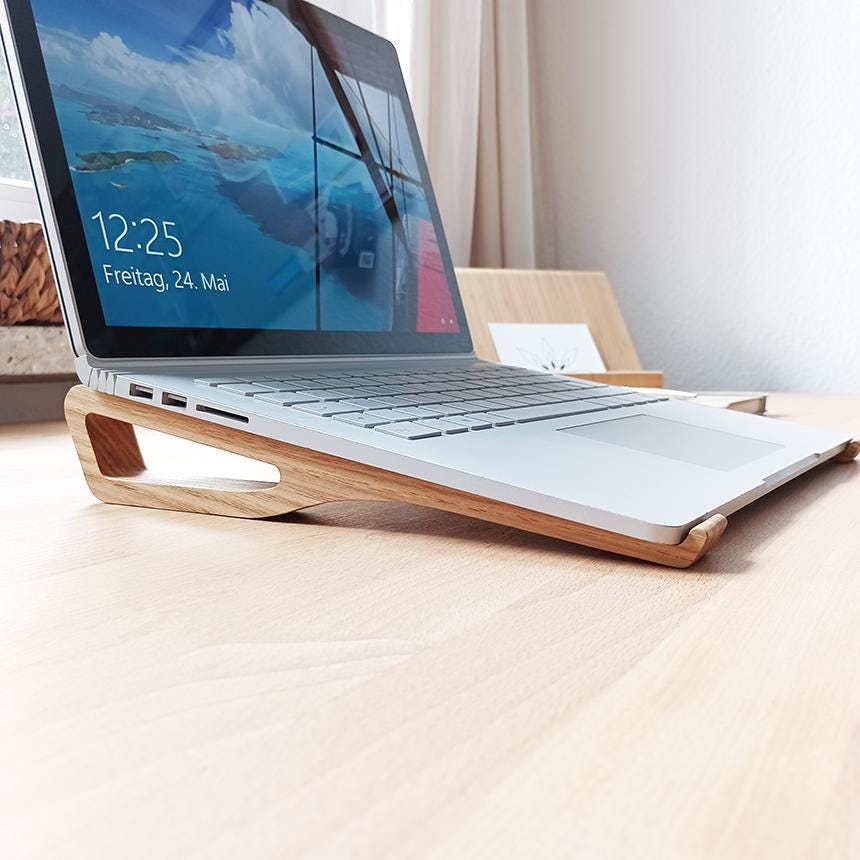 Laptop Ständer | ergonomisch Arbeiten | Eiche massiv | Schreibtischerhöhung | Laptopständer Eiche | Laptop riser | Laptop stand | mitnehmbar