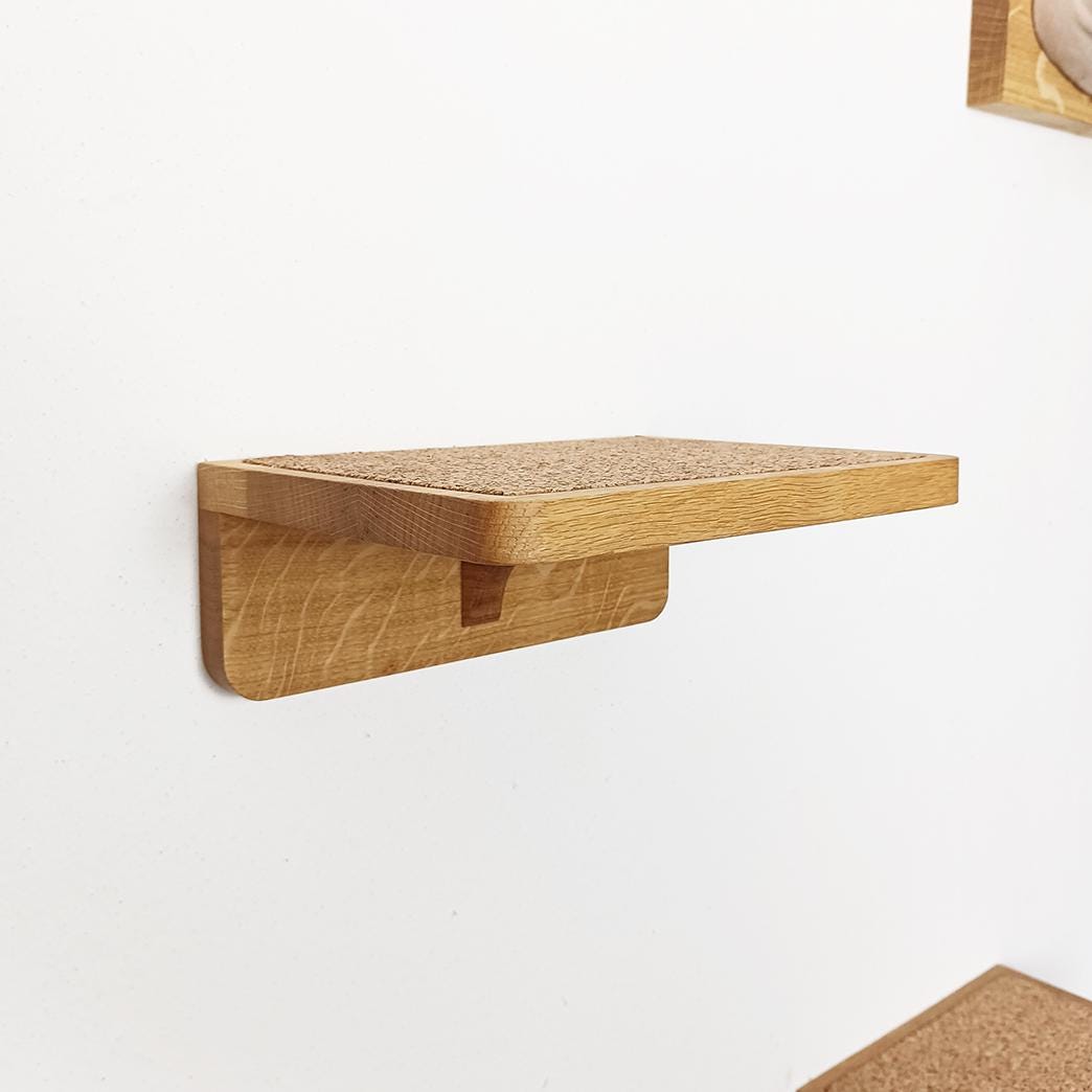 Set aus Hängematte mit Katzenstufen aus massiver Eiche | Katzenwand | Katzenleiter | Kletterwand Katze | Katzenmöbel | Preisvorteil im Set