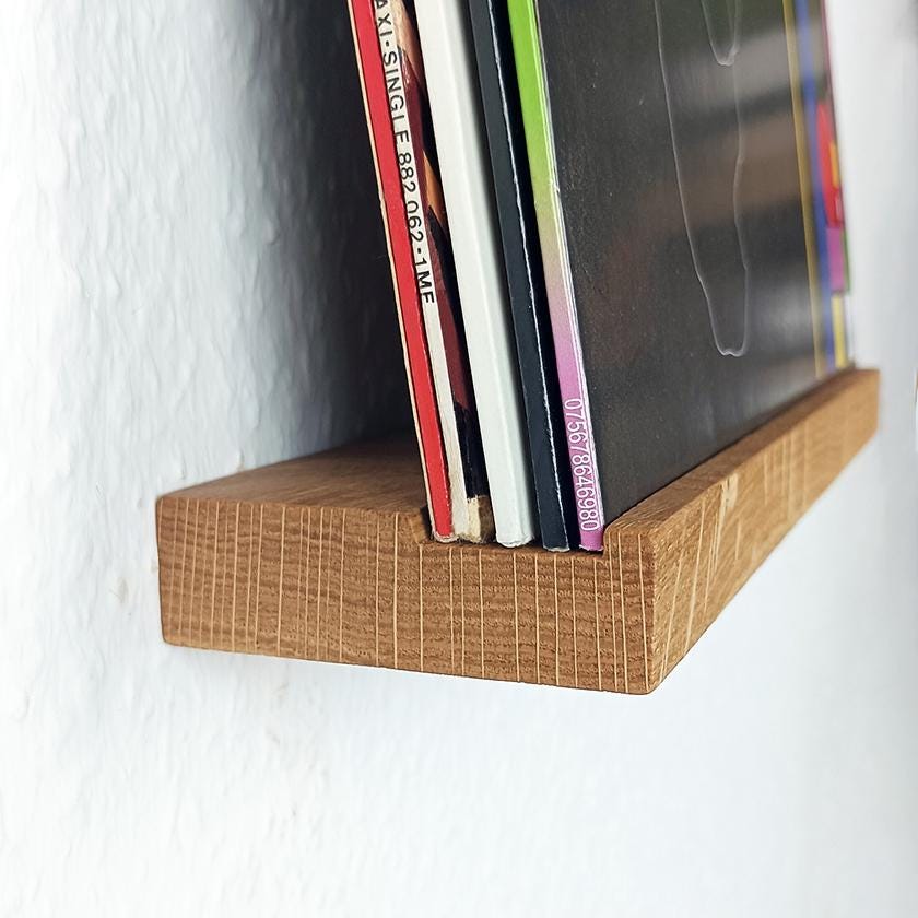 bis zu 5 Vinyl | Schallplattenregal aus massiver Eiche | Vinyl Regaldekor | Schallplatten | Plattenregal | Vinylleiste| Schallplattenständer