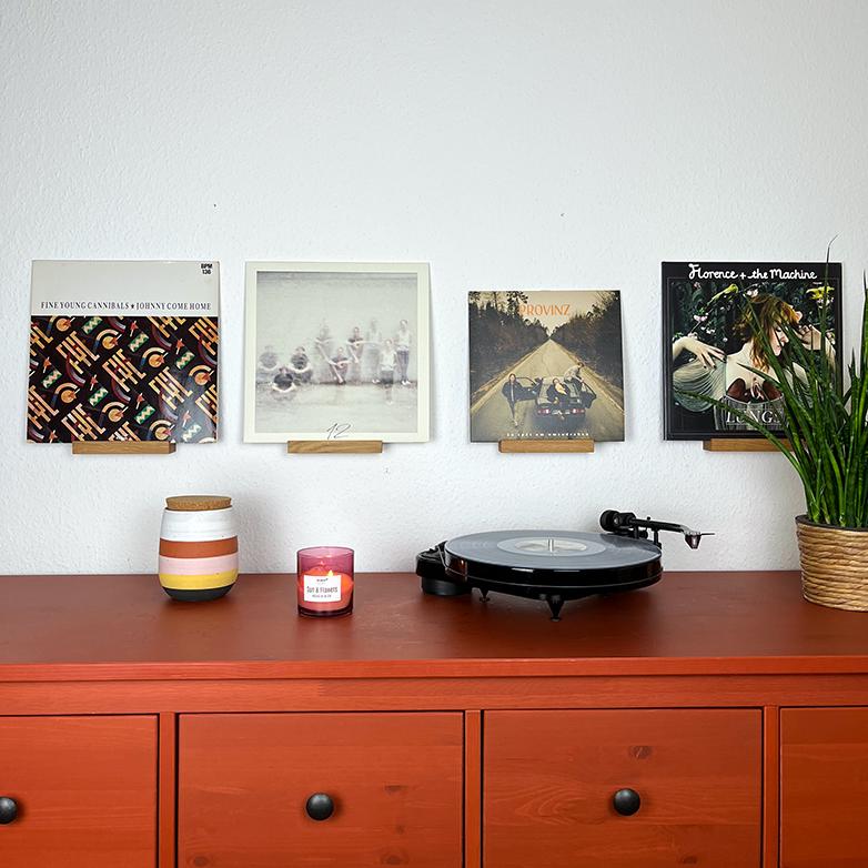 16 cm Schallplattenregal aus massiver Eiche | Vinyl Regaldekor | Schallplatten Wandhalterung | Plattenregal | Vinylleiste | Aufbewahrung