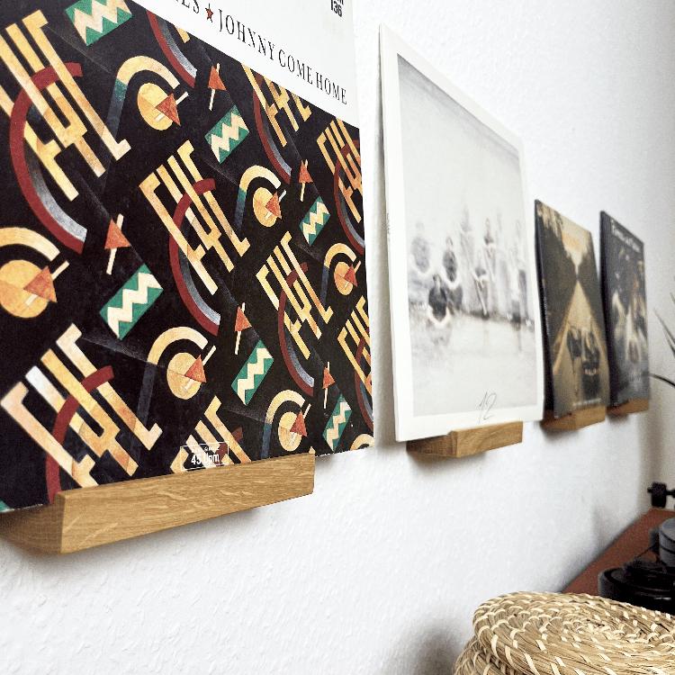 16 cm Schallplattenregal aus massiver Eiche | Vinyl Regaldekor | Schallplatten Wandhalterung | Plattenregal | Vinylleiste | Aufbewahrung