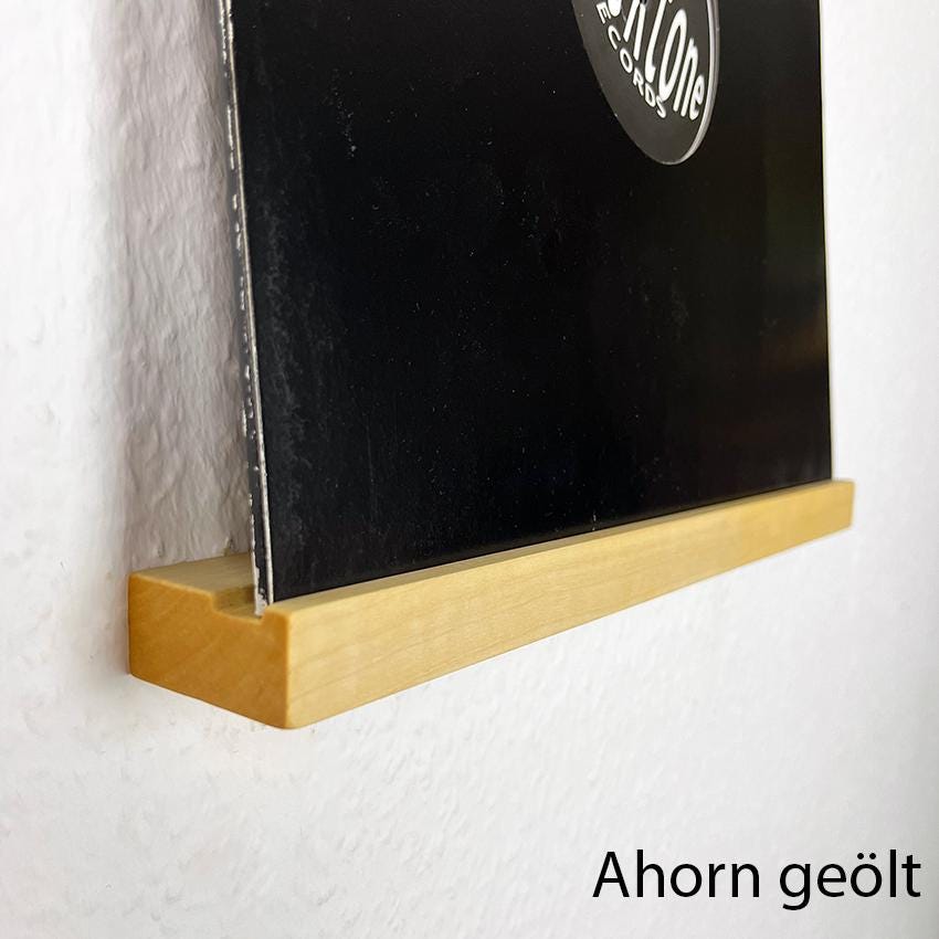 Schallplattenregal aus massivem Ahorn | geölt oder unbehandelt | Vinyl Regaldekor | Schallplatten Wandhalterung | Plattenregal | Vinylleiste