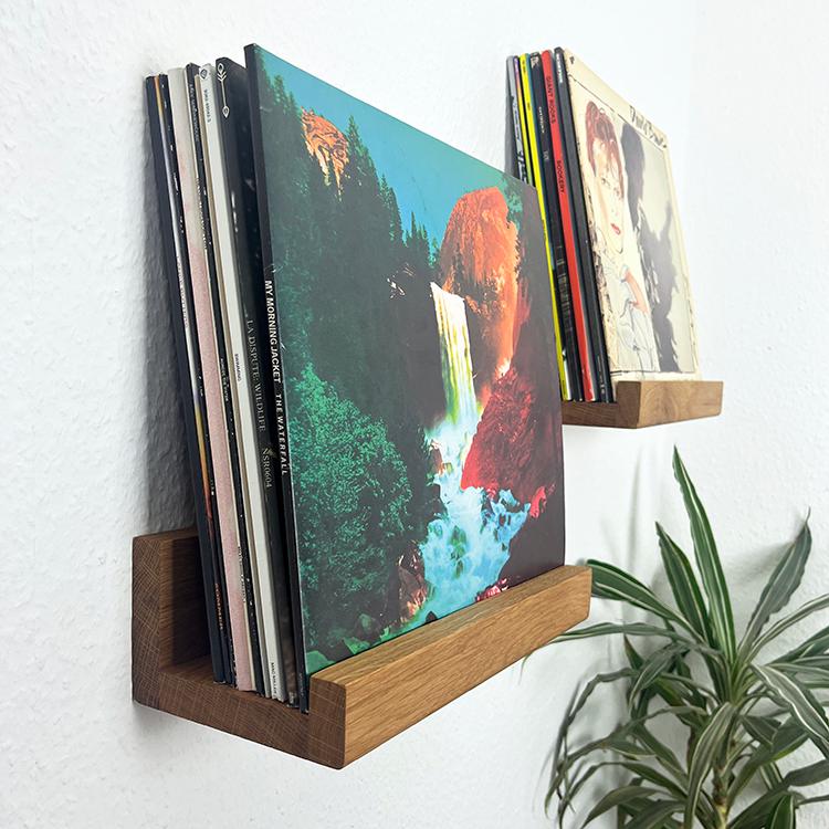bis zu 12 Vinyl | Schallplattenregal aus massiver Eiche | Vinyl Regaldekor | Schallplatten | Plattenregal| Vinylleiste| Schallplattenständer