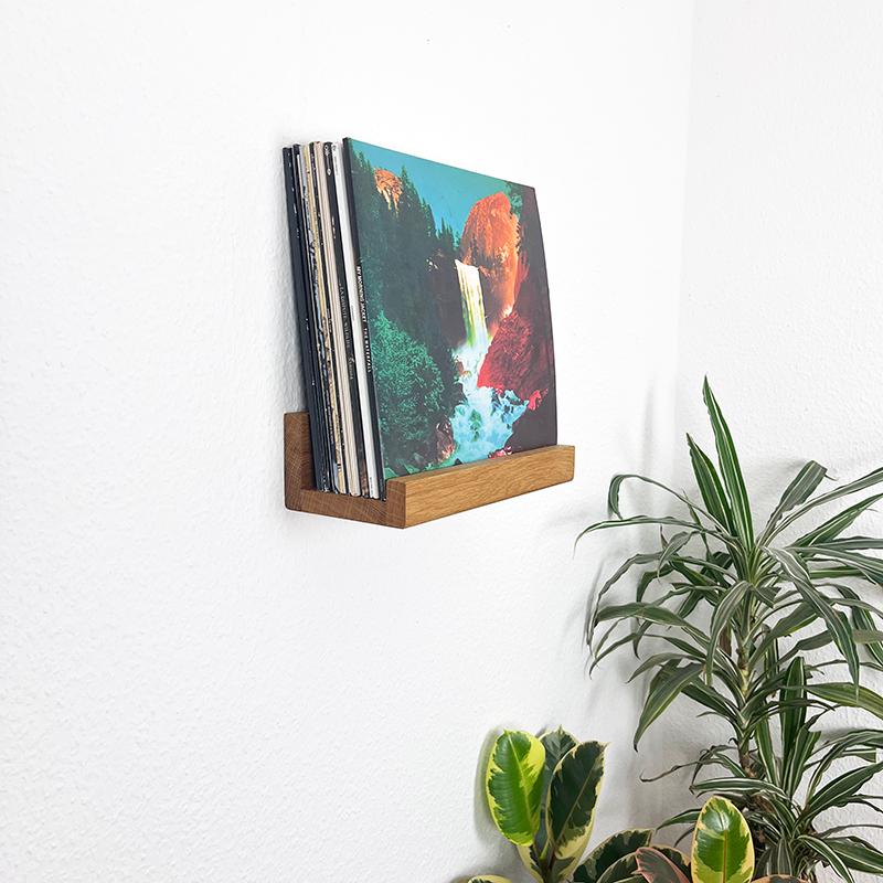 bis zu 12 Vinyl | Schallplattenregal aus massiver Eiche | Vinyl Regaldekor | Schallplatten | Plattenregal| Vinylleiste| Schallplattenständer