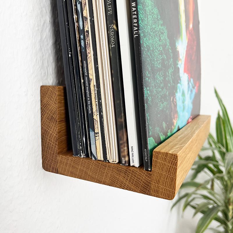 bis zu 12 Vinyl | Schallplattenregal aus massiver Eiche | Vinyl Regaldekor | Schallplatten | Plattenregal| Vinylleiste| Schallplattenständer