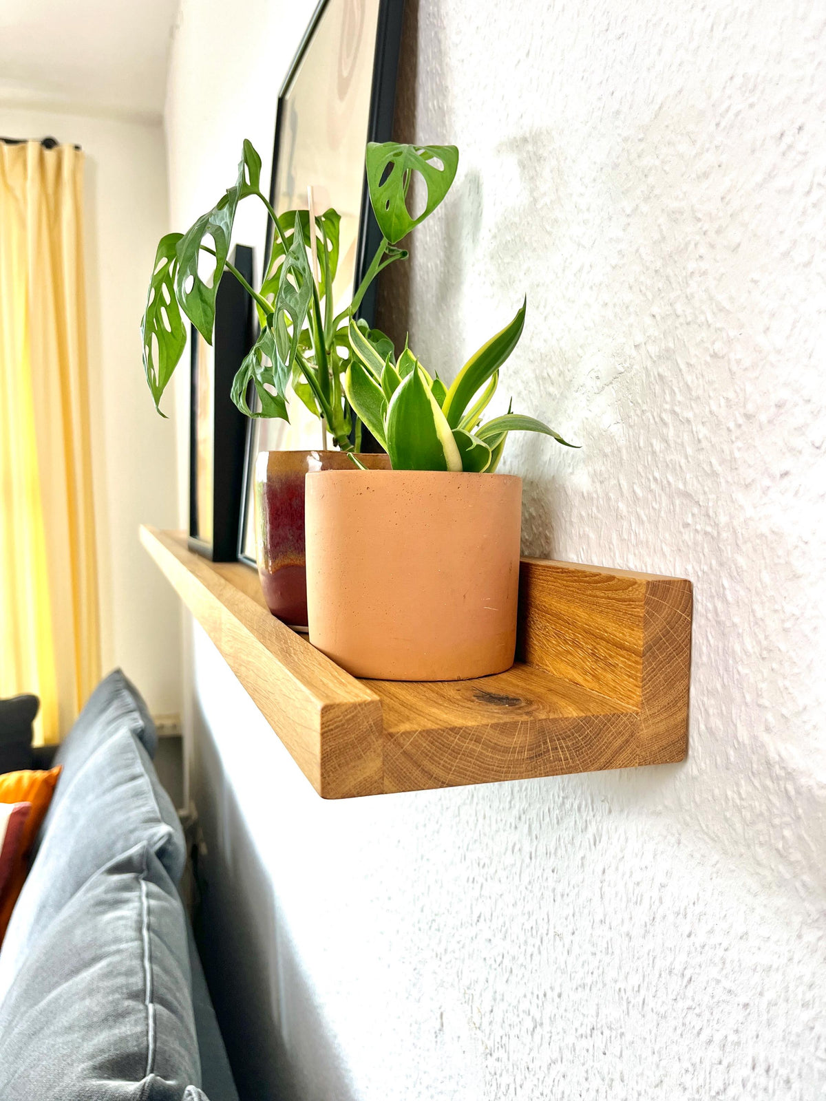 Regal aus massiver Eiche | Bilderleiste | Holzregal | Wandregal | Bücherregal | Fotoleiste | 20 - 100 cm | Regal Flur | Küchenregal