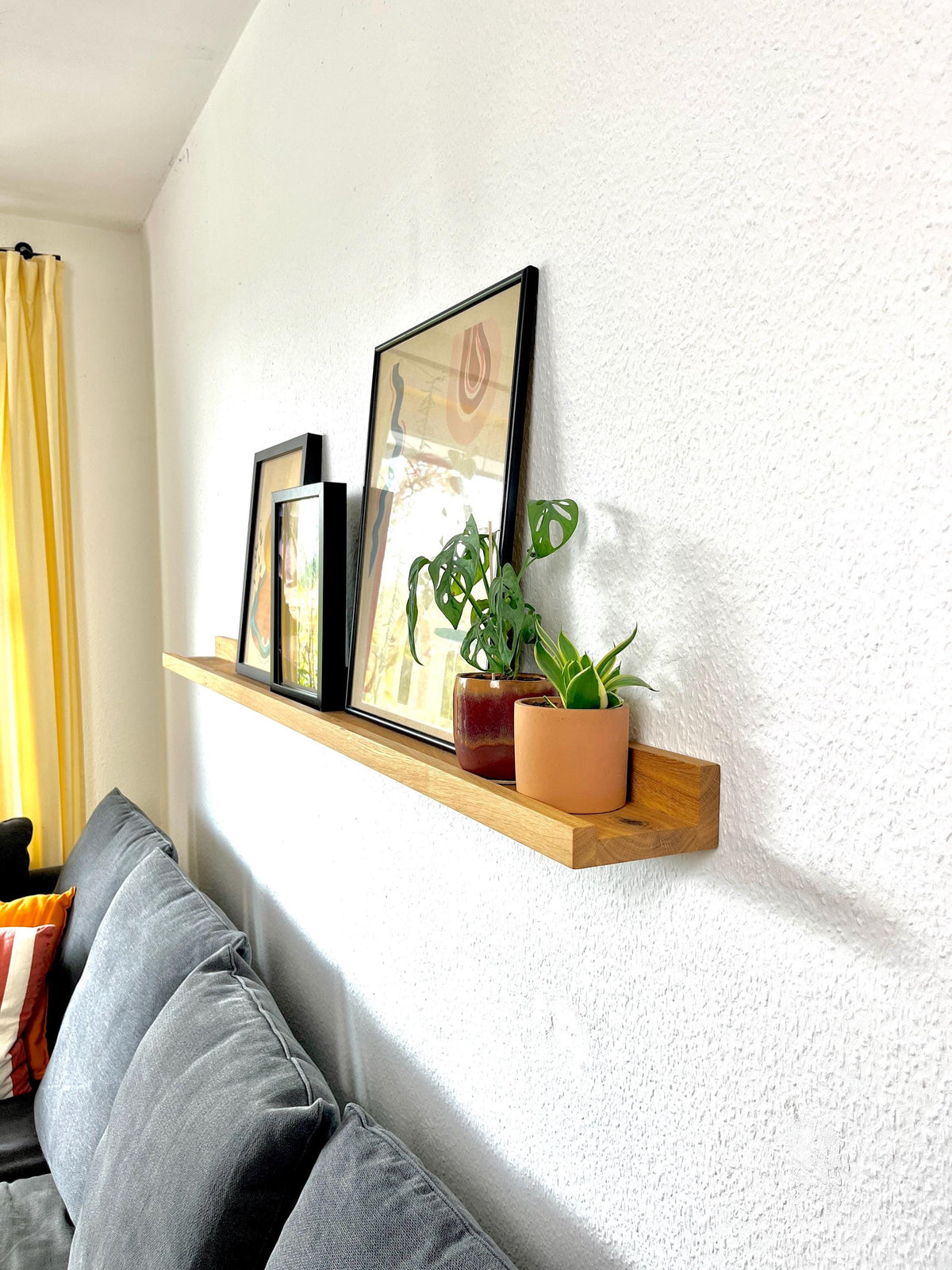 Regal aus massiver Eiche | Bilderleiste | Holzregal | Wandregal | Bücherregal | Fotoleiste | 20 - 100 cm | Regal Flur | Küchenregal