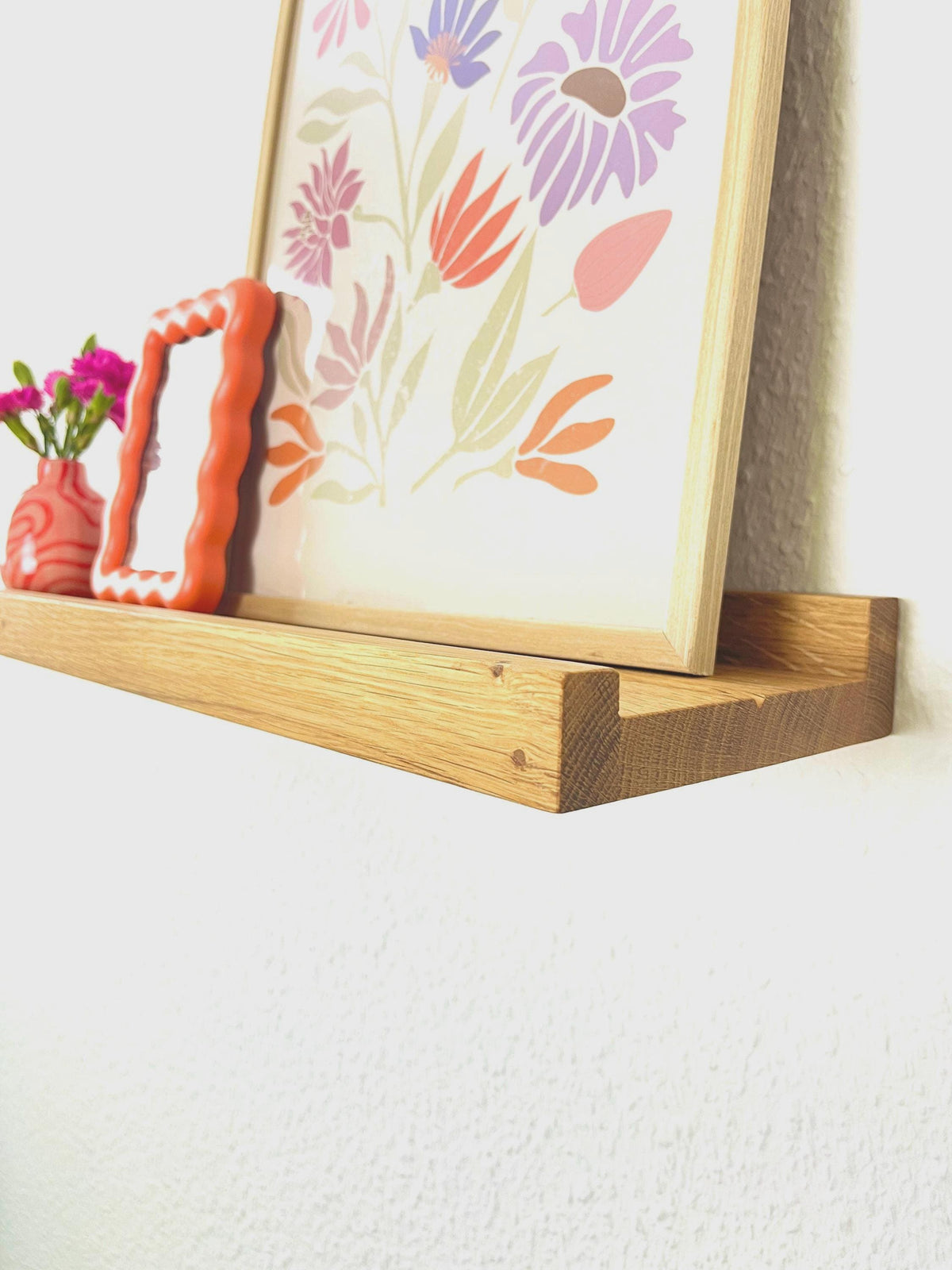 Regal aus massiver Eiche | Bilderleiste | Holzregal | Wandregal | Bücherregal | Fotoleiste | 20 - 100 cm | Regal Flur | Küchenregal
