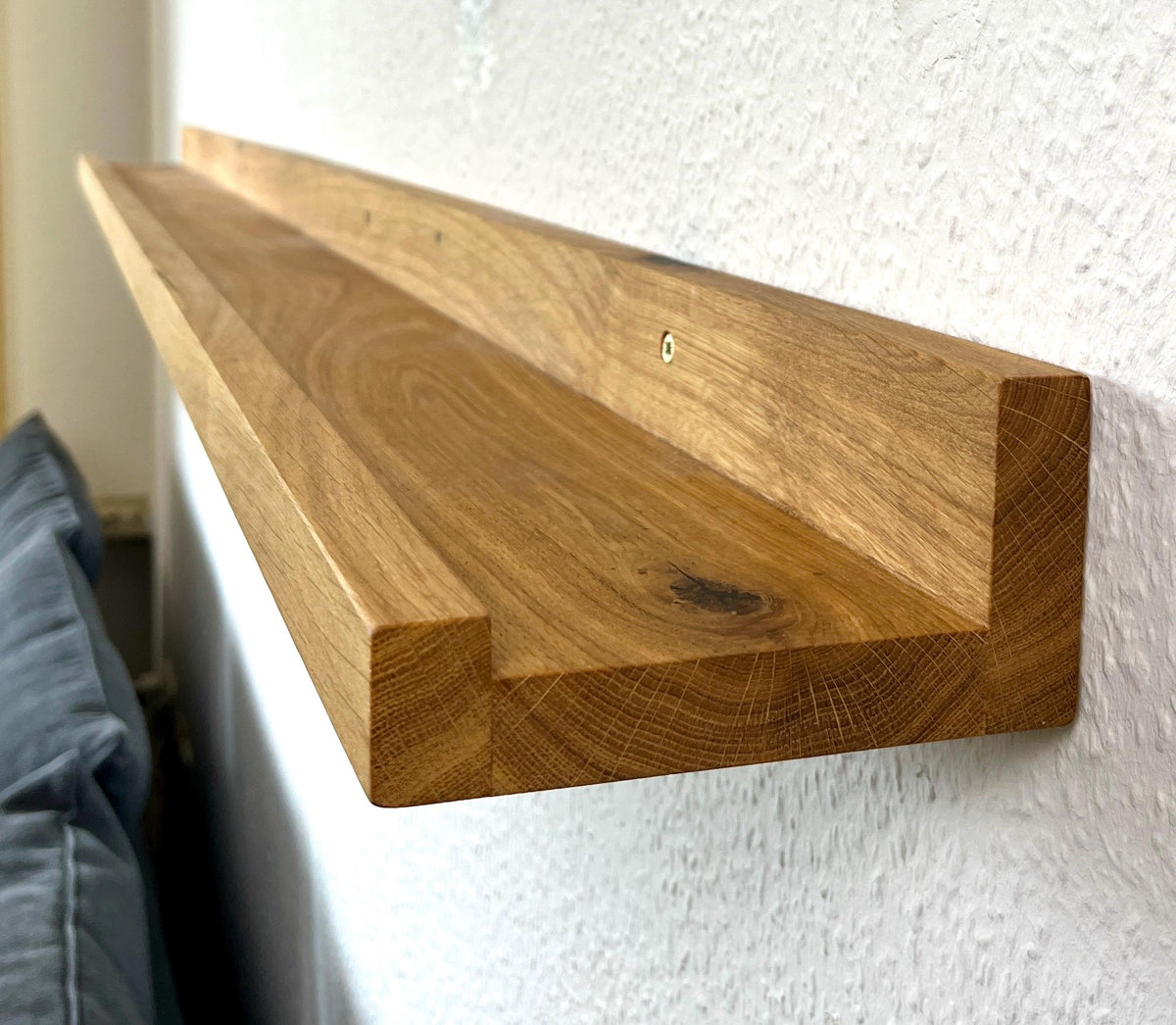 Regal aus massiver Eiche | Bilderleiste | Holzregal | Wandregal | Bücherregal | Fotoleiste | 20 - 100 cm | Regal Flur | Küchenregal