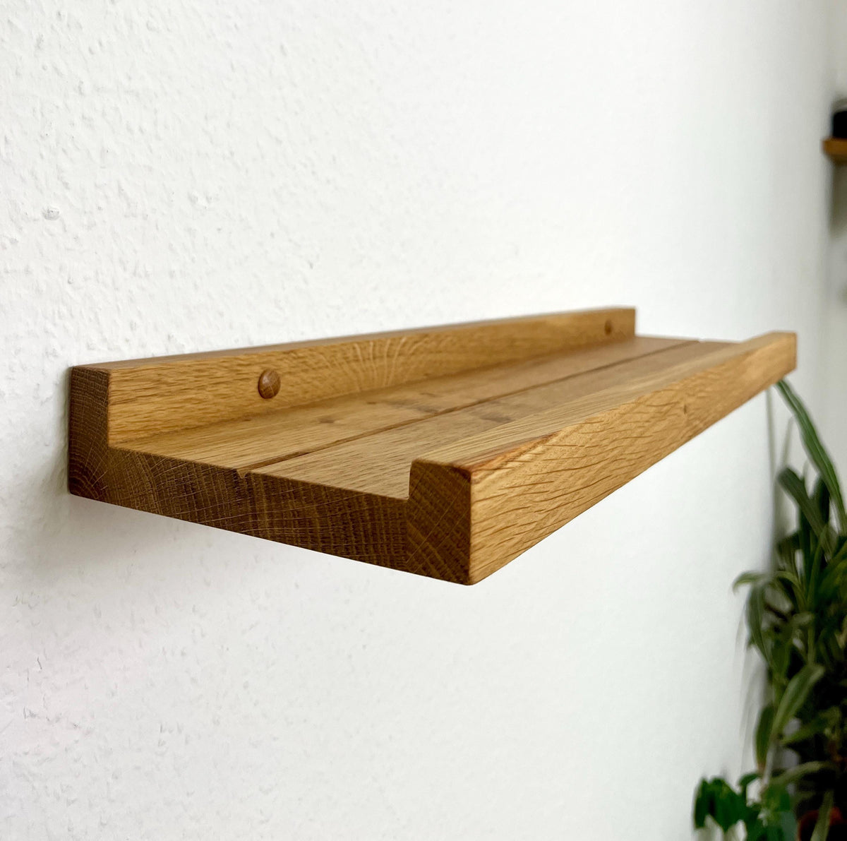 Regal aus massiver Eiche | Bilderleiste | Holzregal | Wandregal | Bücherregal | Fotoleiste | 20 - 100 cm | Regal Flur | Küchenregal