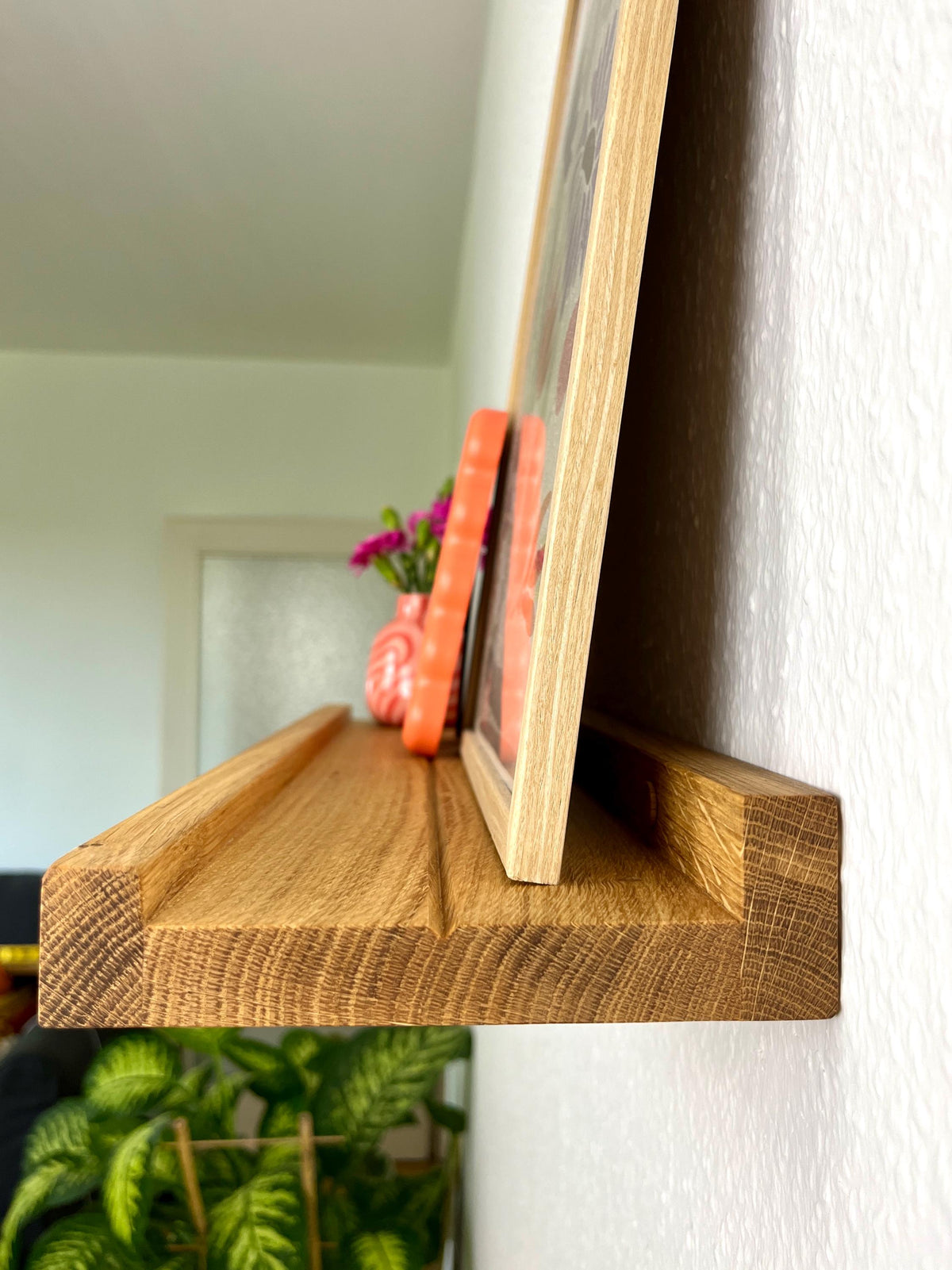 Regal aus massiver Eiche | Bilderleiste | Holzregal | Wandregal | Bücherregal | Fotoleiste | 20 - 100 cm | Regal Flur | Küchenregal
